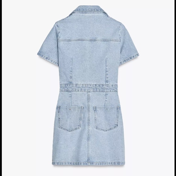 Zara Light Blue Denim Mini Dress - Picture 6 of 8